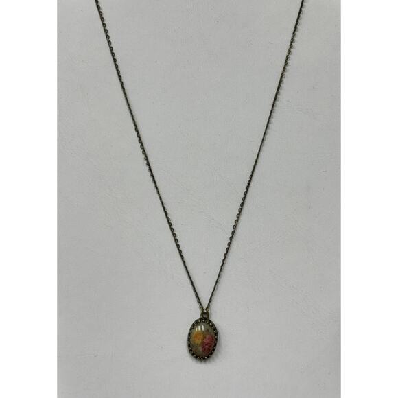 Michal Negrin Gold Tone Rose Floral Pendant Necklace 18" #56638 - Picture 1 of 5
